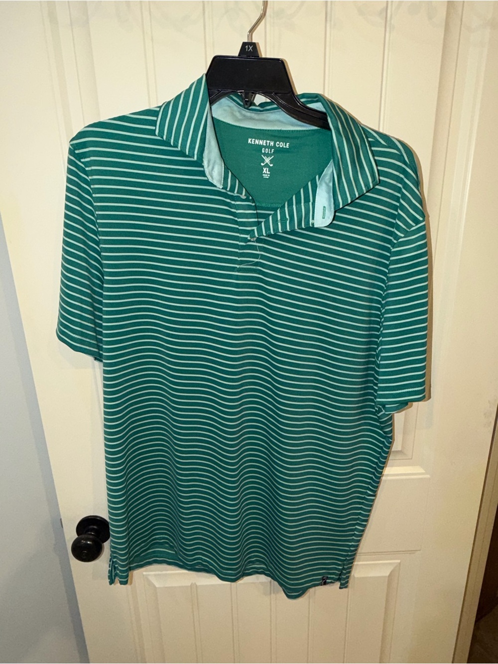 Kenneth Cole Green Striped Golf Polo